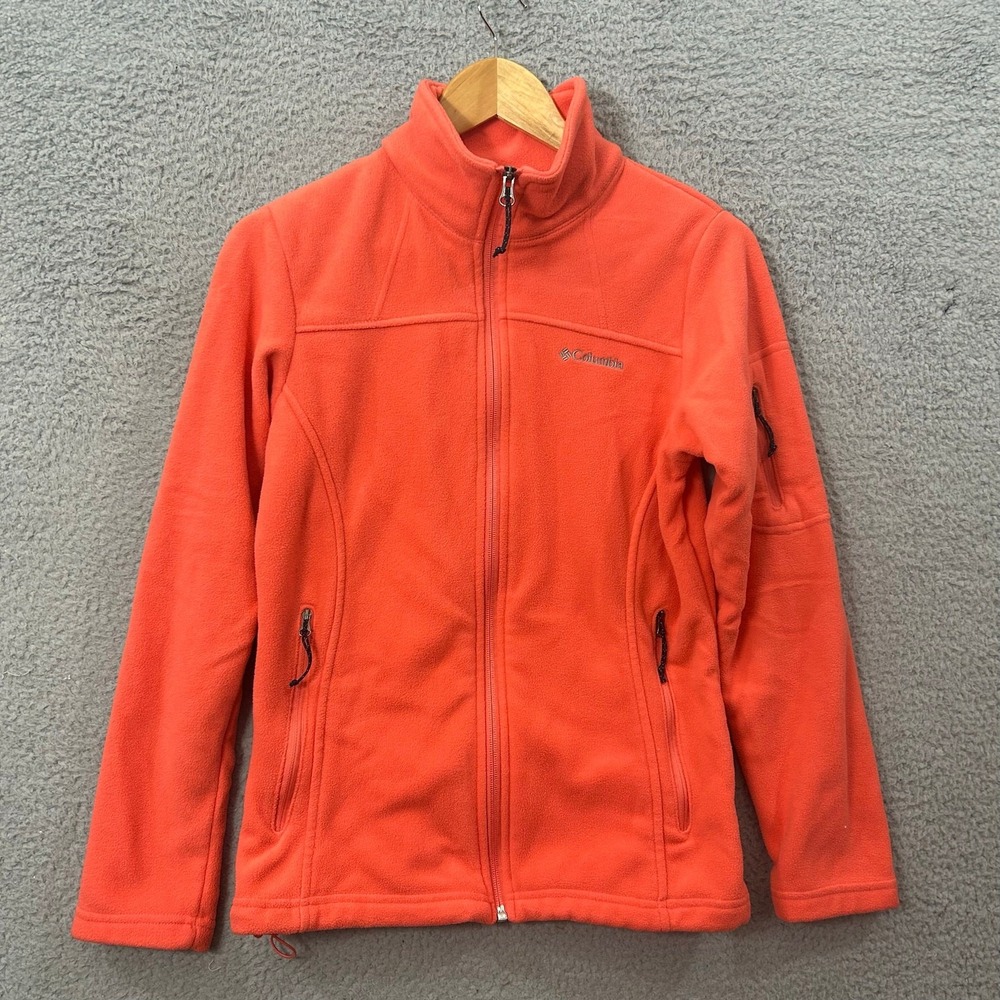Columbia Jacket Womens S Orange Full‎ Zip Long Sleeve Fleece Jacket Warm Soft